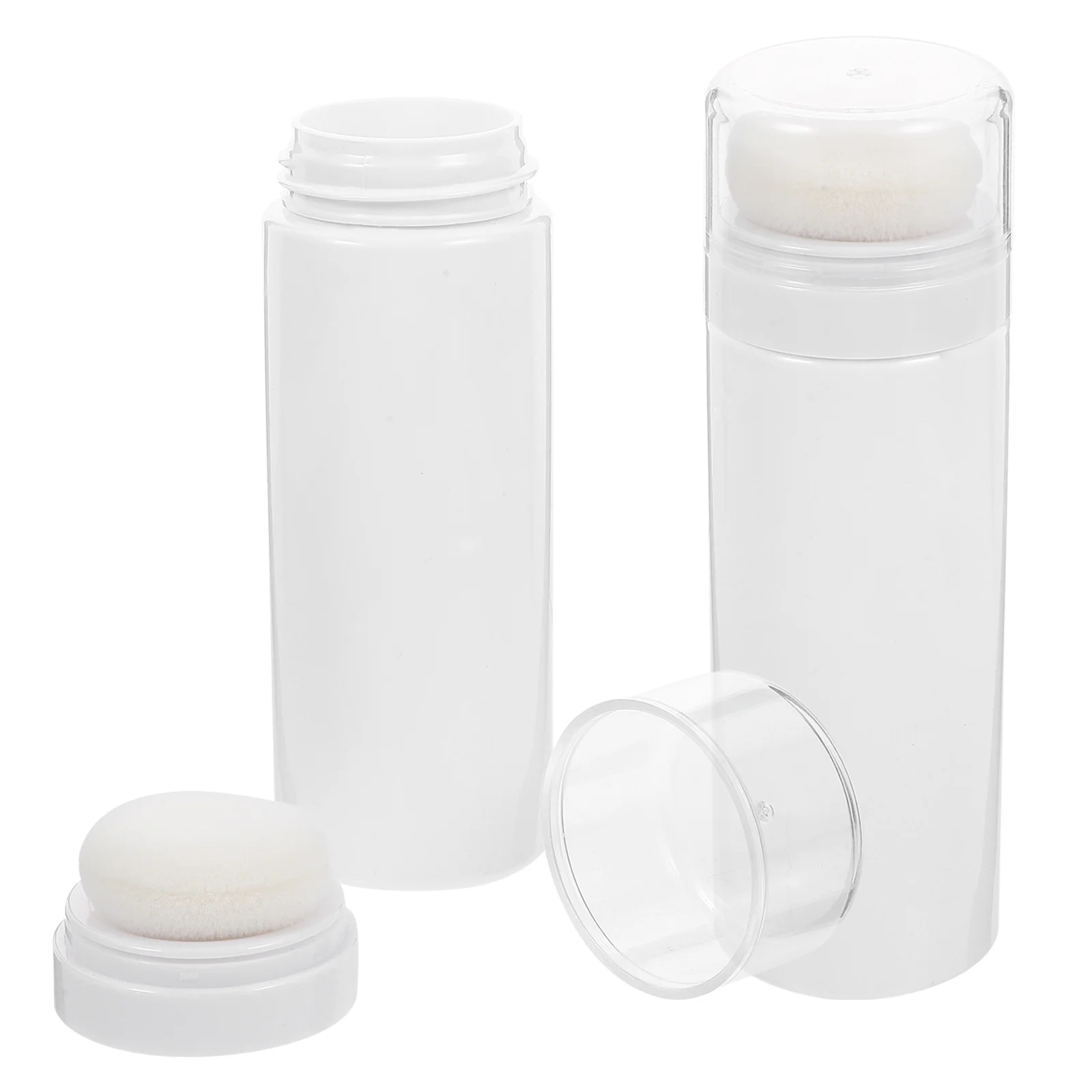 

2 Pcs Travel Skincare Containers Baby Powder Bottle Portable Puff Storage Talcum Holder Pp Toddler