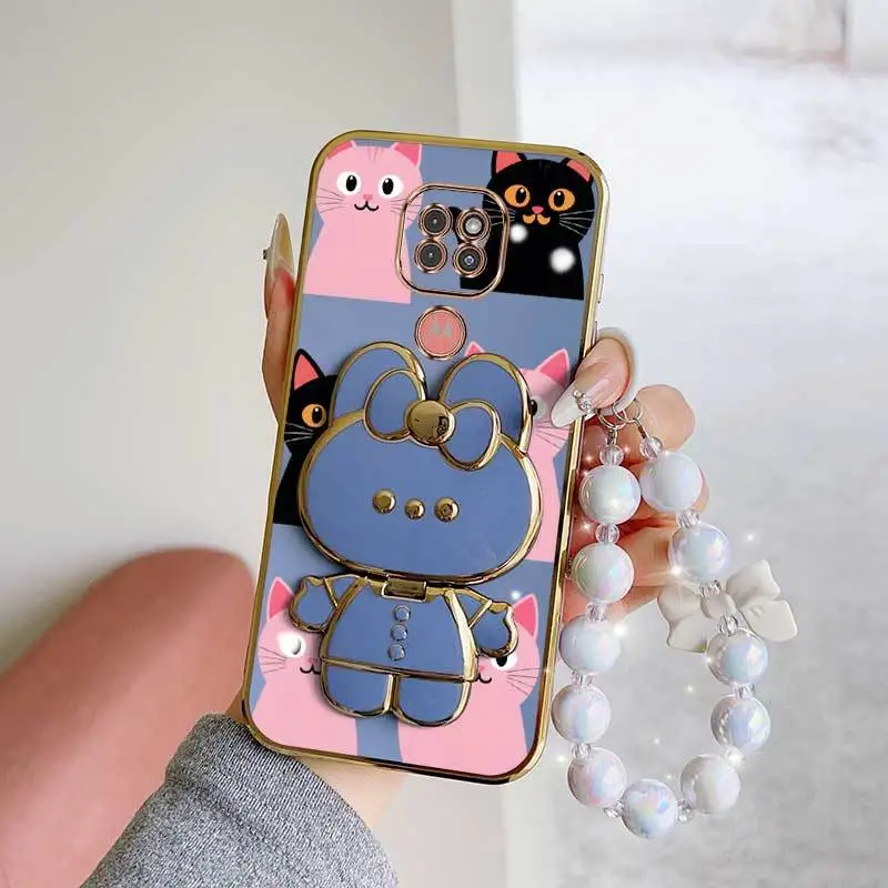 Elegant Pink Heart Shape Phone Case Set with Lanyard and Rabbit Stand