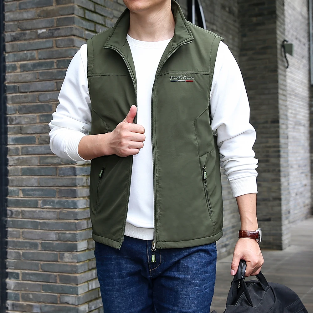 Men's Leather Fishing Vest Windproof Breathable Outdoor