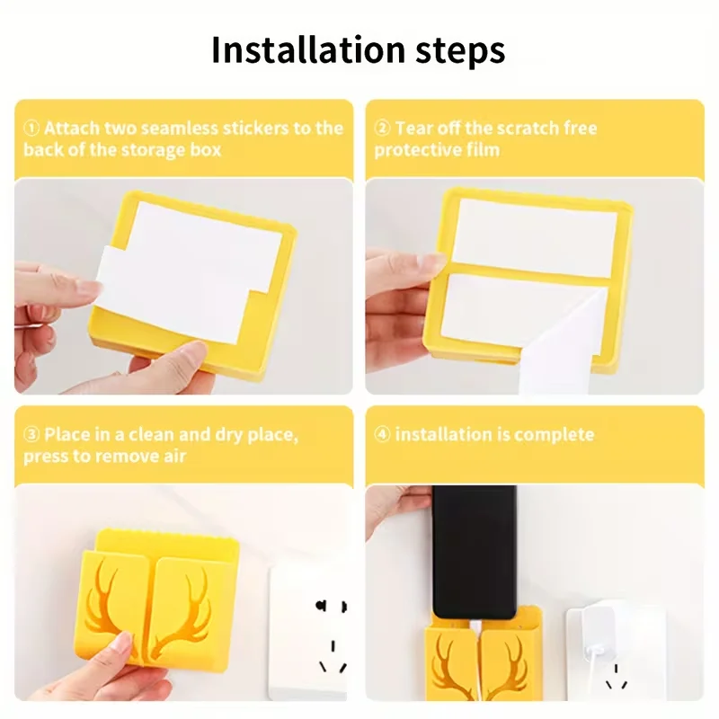 Convenient Wall Mounted Compartment Remote Control Storage Box Mobile Phone Charging Stand Office Supplies Storage Box
