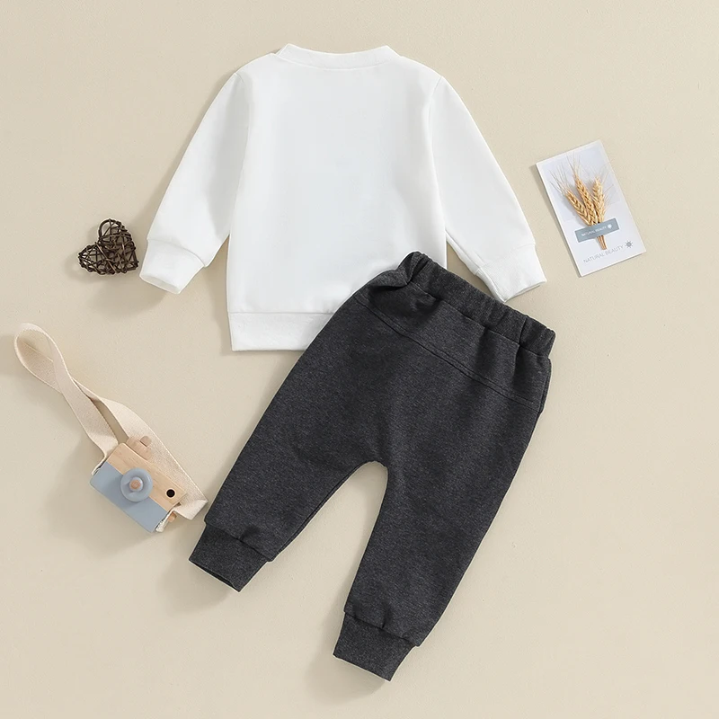 

Baby Boy Birthday Outfits Crown Letter Print Long Sleeve Sweatshirt Drawstring Pants Set 2pcs Infant Boy Tracksuit Set