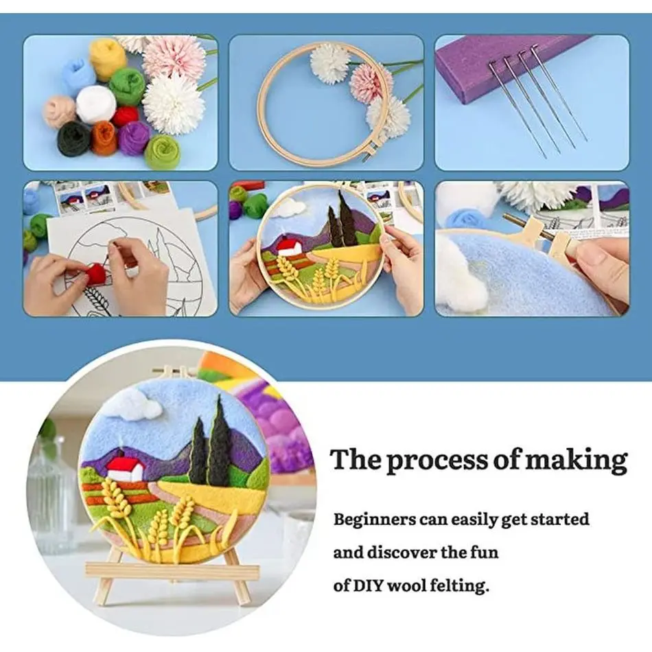 CHENISTORY DIY Wool Felting Painting Embroidery With Frame 20x20cm Needle Wool Painting Picture Handicrafts For Home Decor Gift