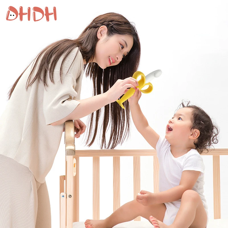 Baby Silicone Teething Training Toothbrush BPA Free Banana Shape Safe Toddle Teether Chew Toys Teethers Soothe Babies Gums - 3