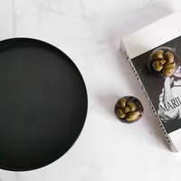 Round Black White Decorative Tray Storage Organizer ABS Tray Fruit Perfume Cosmetic Tray Home Decor Plates Simple Storage Plate 2
