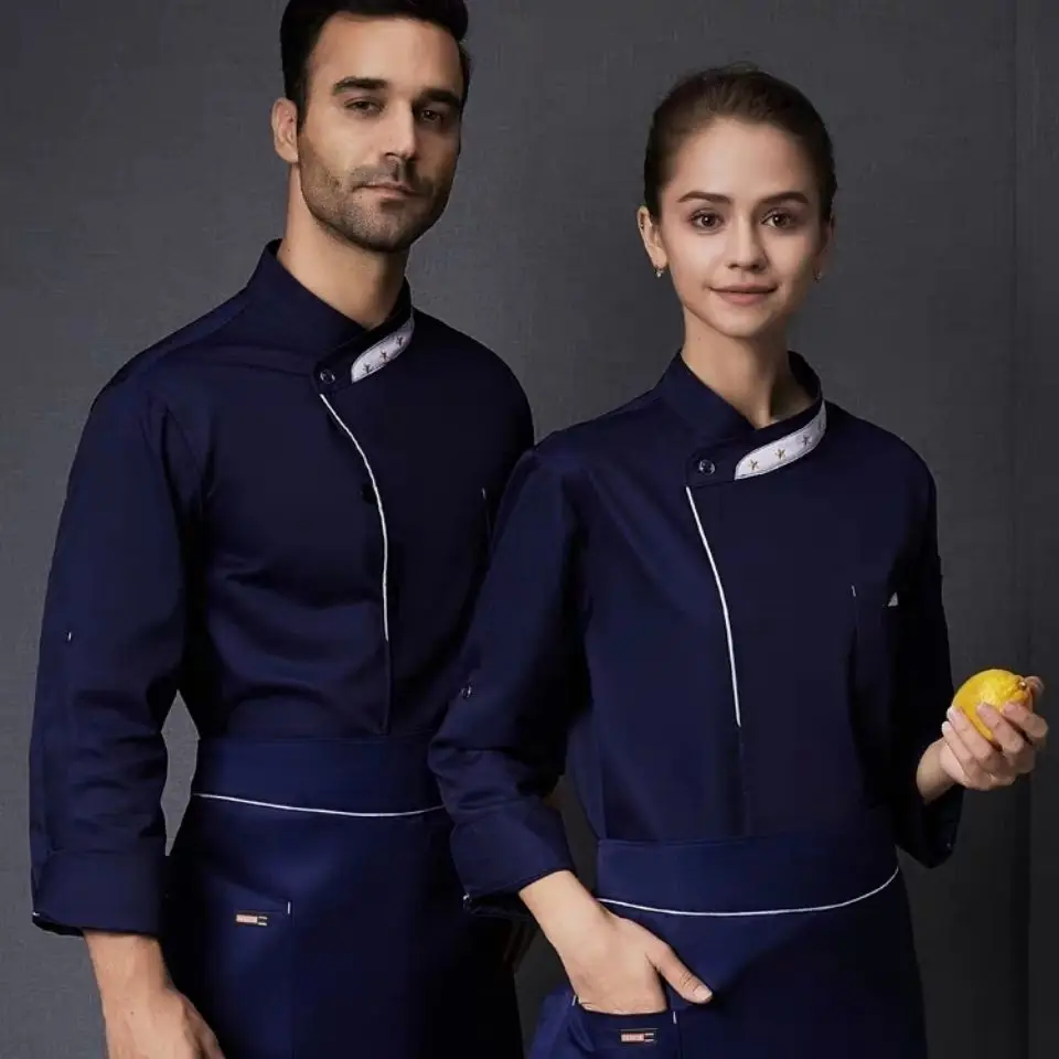 White Head Chef Coat Women long Sleeve Apron Chef Jacket Restaurant Uniform Hotel Kitchen Cooking Clothes Men Winter Foodservice