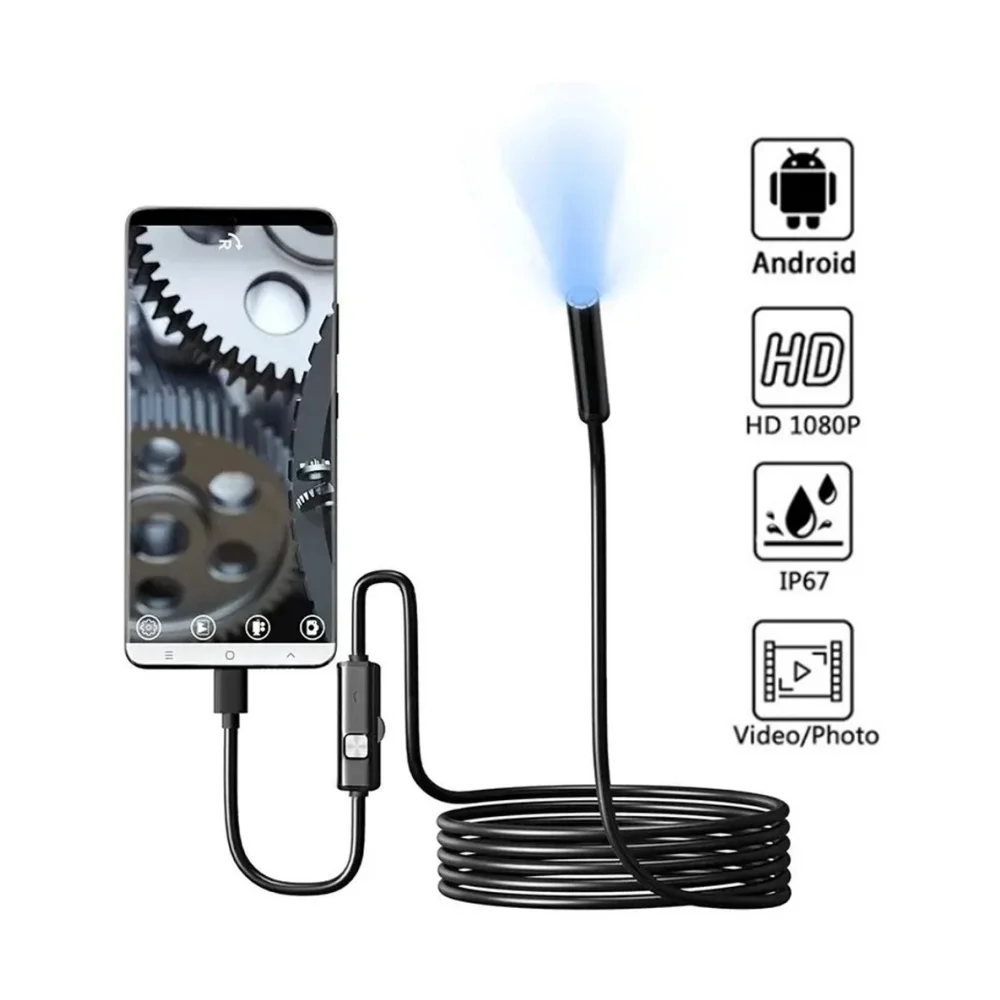 7.0mm Type-C Endoscope Camera IP67 Waterproof 6 LED Adjustable Flexible Inspection Borescope For Android Phone PC MacBook 1