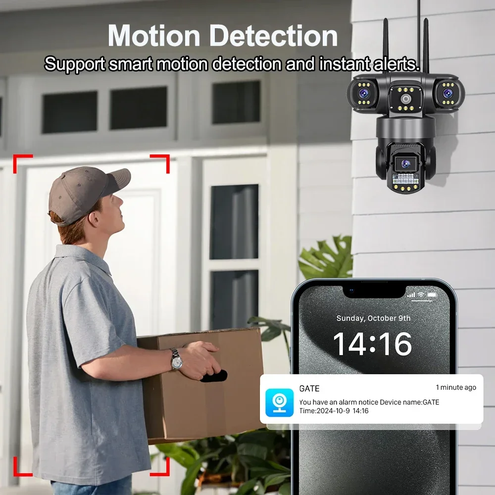 V380Pro 4G Camera Sim GSM WIFI Cam 12MP 6K Three Lens Three Screen Monitor Night Vision Security PTZ Video Surveillance Camera 3