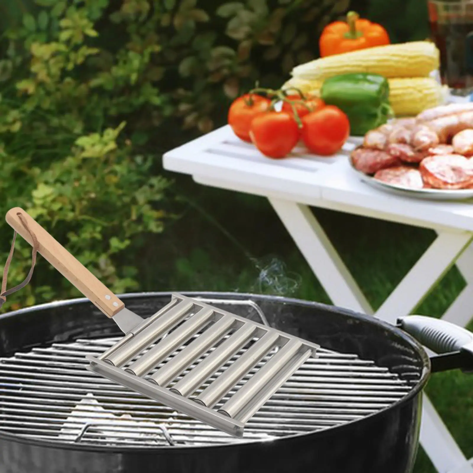 Hot Dog Roller Rack Stainless Steel Sausage Roller Rack for Barbecue Bonfires Outdoor Activities Family Gatherings