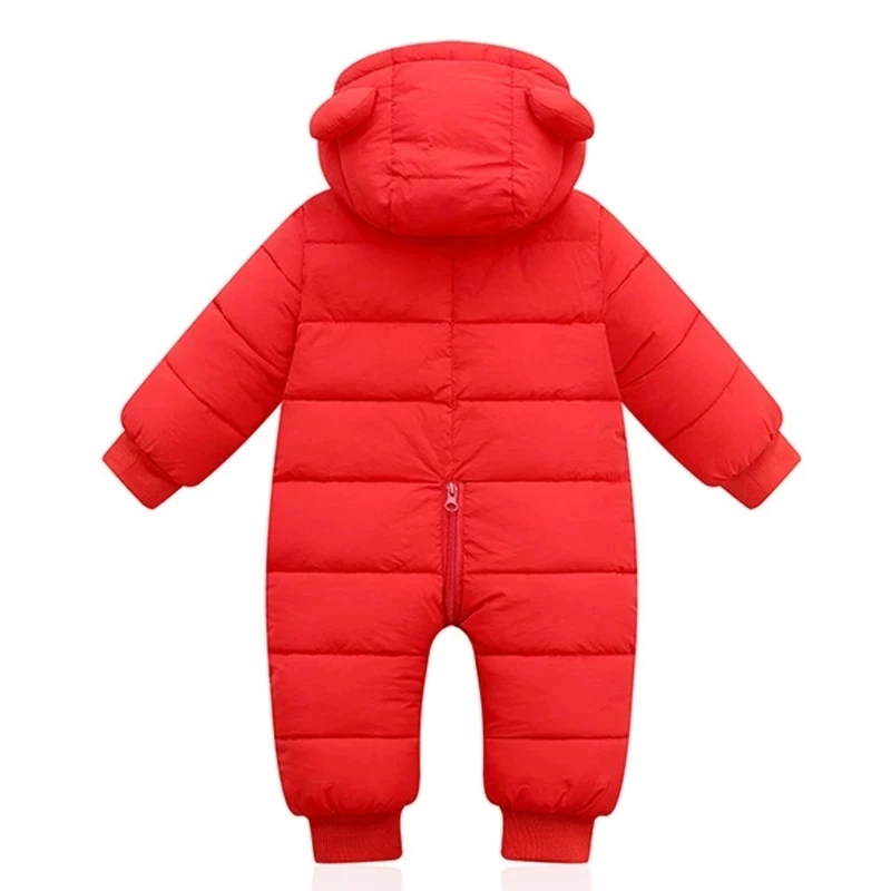Winter Baby Rompers Infants Plus Velvet Thicken Jumpsuit For Newborn Boy Coats Toddler Kids Hooded Jacket Children Clothes