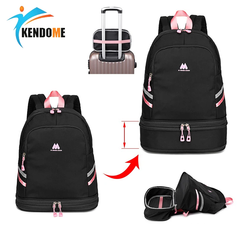 

Large Beach Bag Combo Dry Wet Waterproof Backpack Women Swimming Gym Bag with Shoe Pouch Large Travel Swim Duffle Blosa