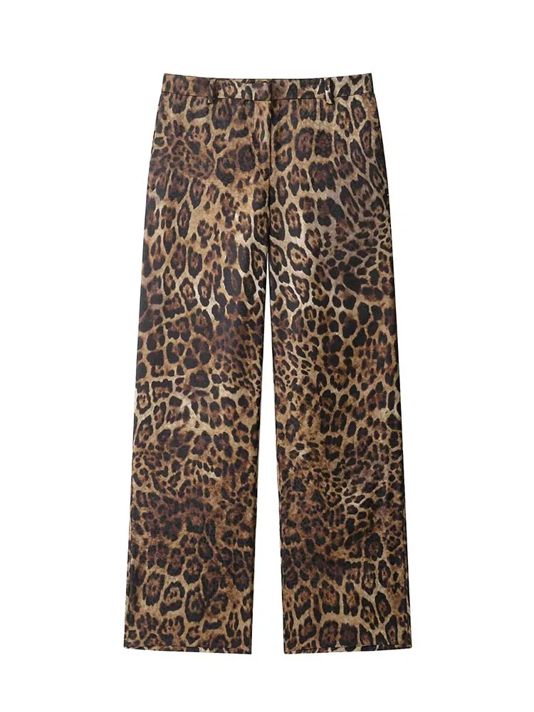 2025 New Woman Leopard Print Outfits High Waist Pants Two Pieces Sets Fashion Long Sleeve  Blazer Coat Trousers Women Suit