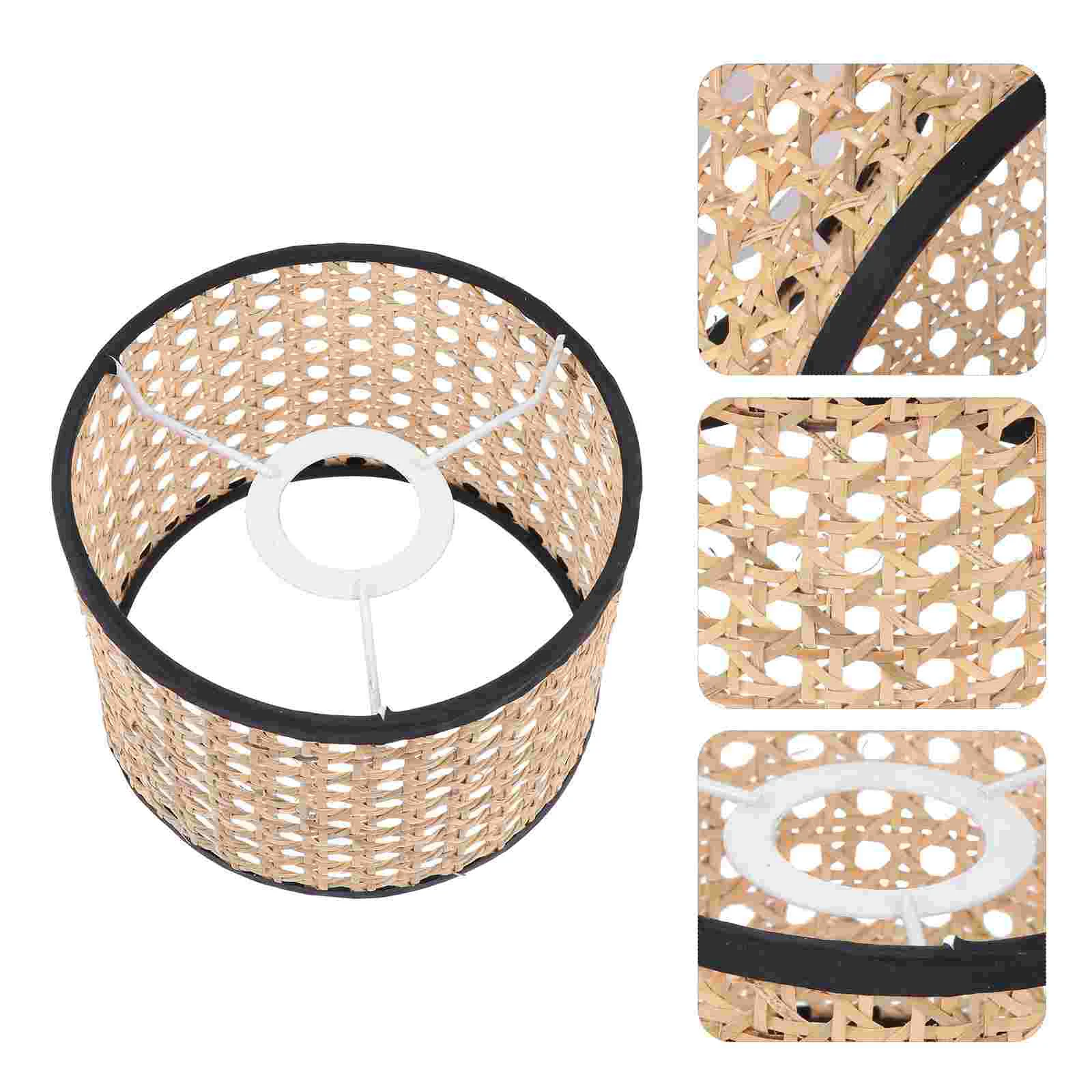 

Woven Lampshade Weaving Decor Accessory Home Basket Rattan Iron DIY Light Ornament