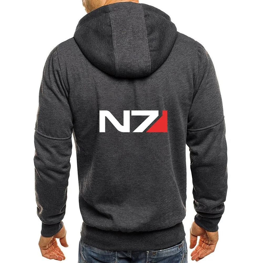 Men's Winter New Hooded Sweater Slim-fit Hooded Sweatshirt Printed Warm Jacket Coat Zipper Top