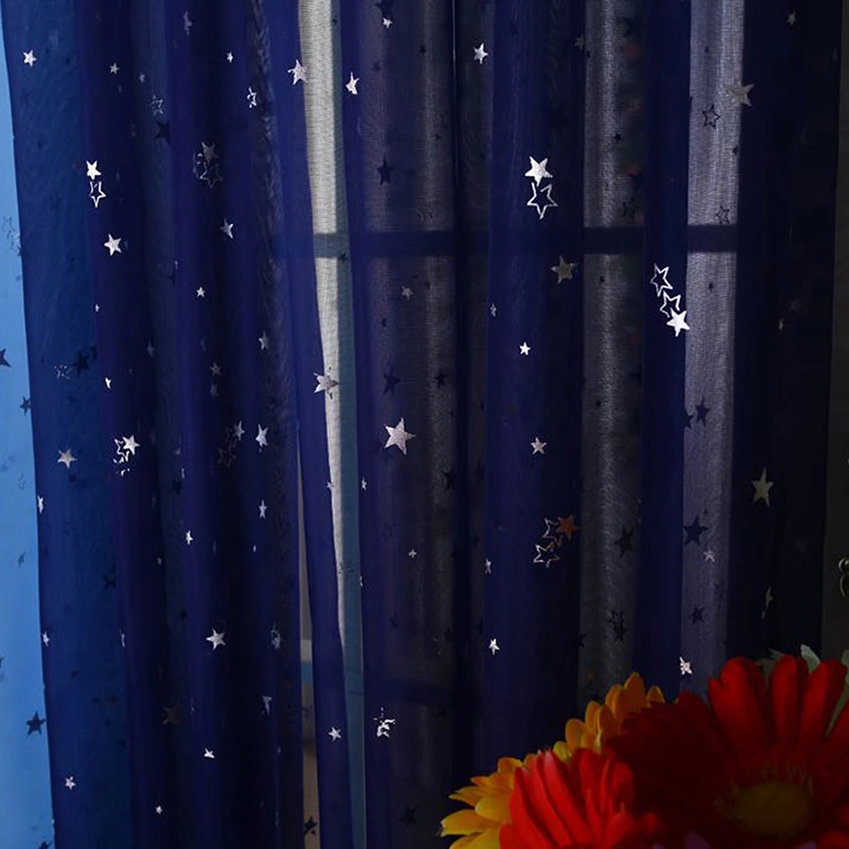 Shiny Stars Children Cloth Curtains For Kids Boy Girl Bedroom Living Room Blue/Pink Blackout Cortinas Custom Made Drape wp123#45 2