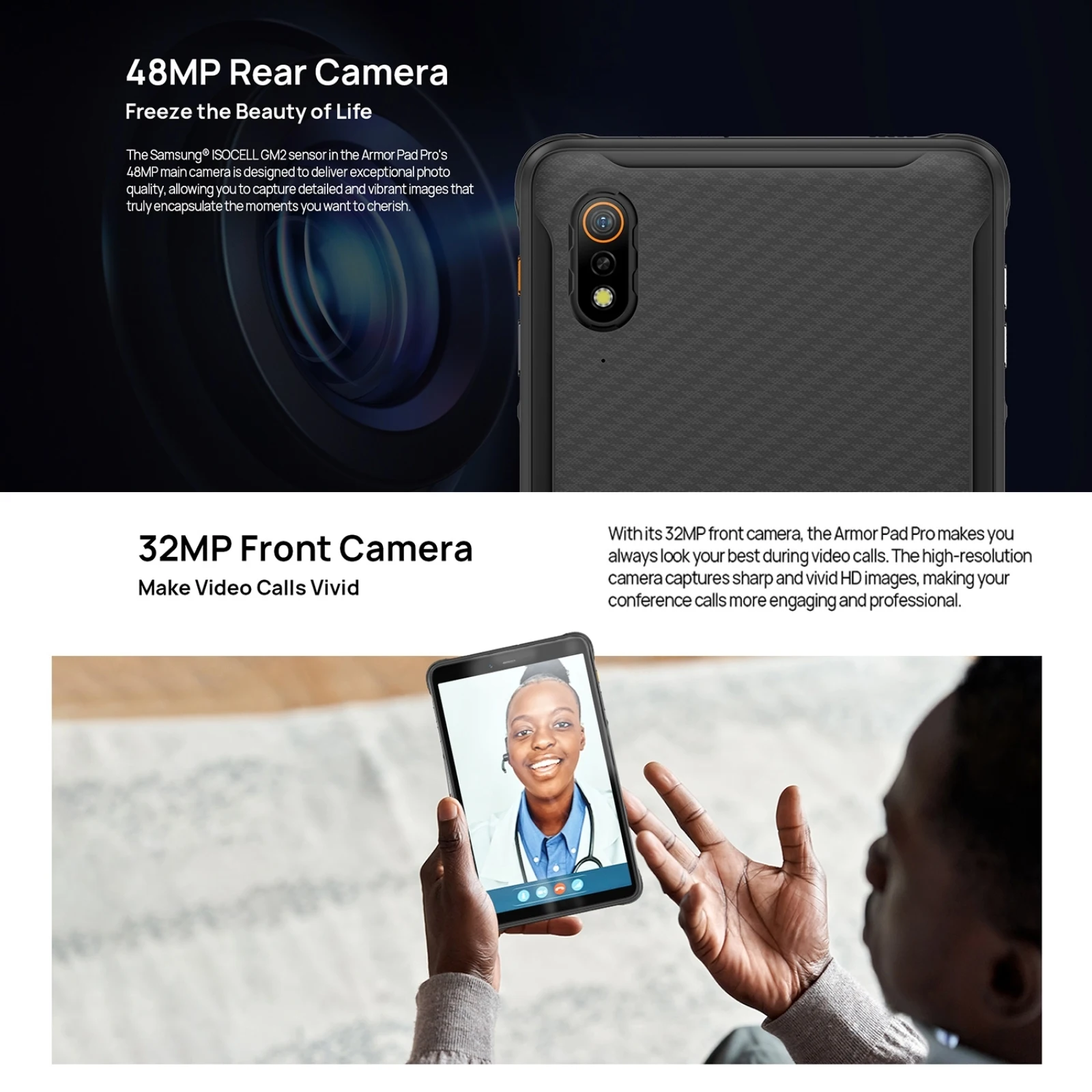 Ulefone Armor Pad Pro Rugged Tablet PC IP68/IP69K 4G Tablet 8GB RAM 128GB ROM 8 inch 48MP Camera 7650mAh Android 13 NFC