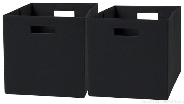 Better Homes & Gardens Fabric Cube Storage Bins (12.75 inch x 12.75 inch), Set of 2, Black Stripe