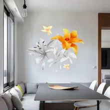 Wall Sticker Pvc Folding Hand-painted 2-color Tulip Plant Flower Living Room Background Creative Wall Stickers