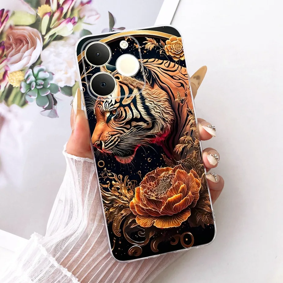 Luxury Lotus Painted Soft Silicone Case - Elegant Protective Cover