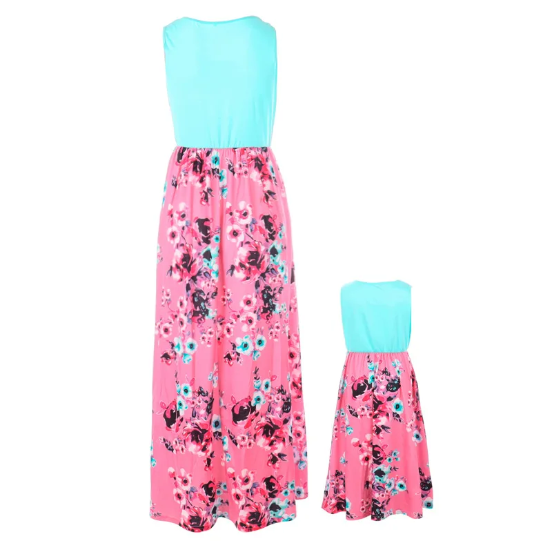 2022 Mom and Daughter dress Family matching clothes Floral Printed Long Dress For Mommy Daughter and me dresses clothes Outfit cute matching outfits for couples