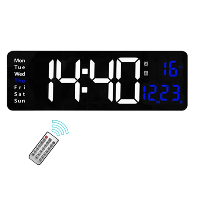 

16Inch LED Digital Wall Clock- Alarm Clock/Temp/Date/Week/Timer Remote Adjustable For Home/Gym/Office