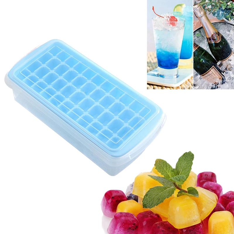 Ice Cube Tray With Lid and Bin 36 Nugget Silicone Ice Tray For Freezer  Comes with Ice Container Scoop and Cover Good Size Ice Bucket