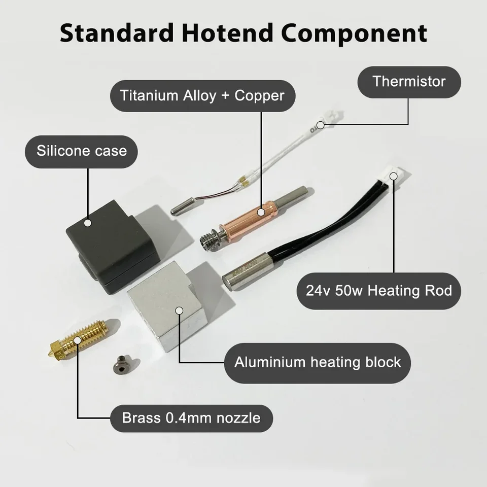 Teasteam Hotend voor Kobra 3 Combo 3D-Printer Reserveprintkop met Siliconen Deksel, Messing Mondstuk 0,4 mm, Legering Titanium Koellichaam Teasteam Hotend voor Kobra 3 Combo 3D-Printer Reserveprintkop met Siliconen Deksel, Messing Mondstuk 0,4 mm, Legering Titanium Koellichaam