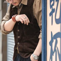 Gilets en velours côtelé vintage Maden, vêtements de travail décontractés à la française, veste de chasse, veste de travail, vêtements d'extérieur pour hommes pour le printemps et l'automne 2