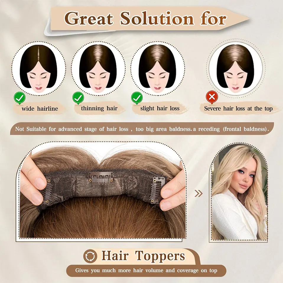 Hair Toppers Snoilite Synthetic Long Wavy Curl Hair Pieces