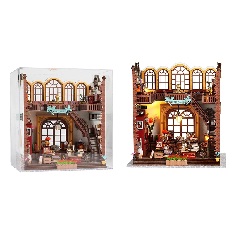 DIY 북 누크 키트, 3D 나무 퍼즐 북엔드 키트, 북엔드 모델 빌드 창의력 키트, 생일 파티용 LED 조명 포함