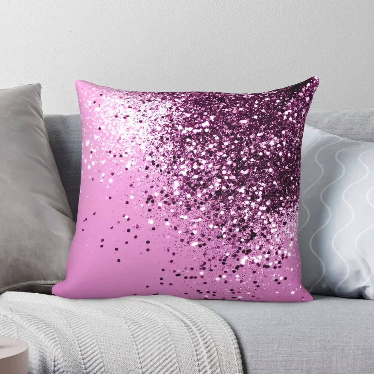 

Sparkling Pink Lady Glitter Pillowcase Polyester Linen Velvet Creative Zip Decor Pillow Case Room Cushion Cover 18"