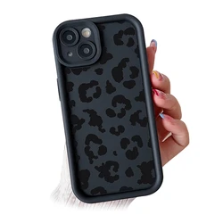 Elegant Leopard Print Lanyard Case with Wrist Chain and Hand Strap Cover - iPhone 13 (J15 - Black)