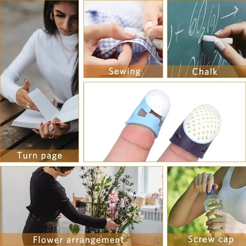 Description Picture 6 of item4PCS Retro Anti-slip Thimble Finger Cover Hollowed Silicone Sewing Finger Protector DIY Hand Cross-stitch Sewing Tools Home
