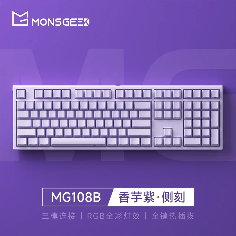 

MONSGEEK MG108B Tri Mode Wireles Mechanical Keyboard 108 Keys Gaming Keyboard Dynamic RGB Hot Swap Pc Gamer Mac Laptop Office