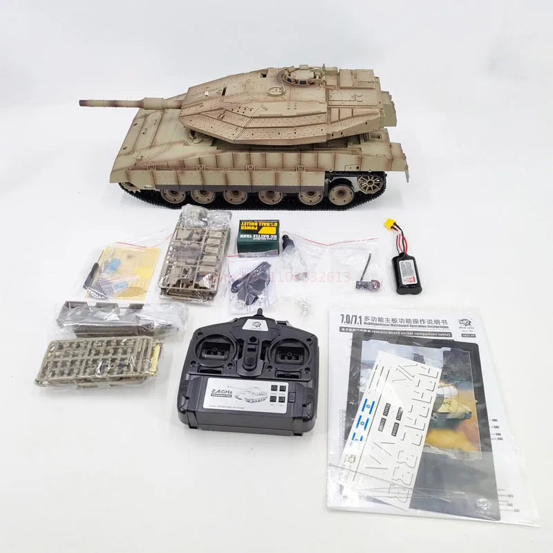 Henglong 3958 Israel Mecawa  MK4 Main Battle Tank Remote Control Electric Military Tank Model 1/16 Metal Track Boy Rc Toy Car 6