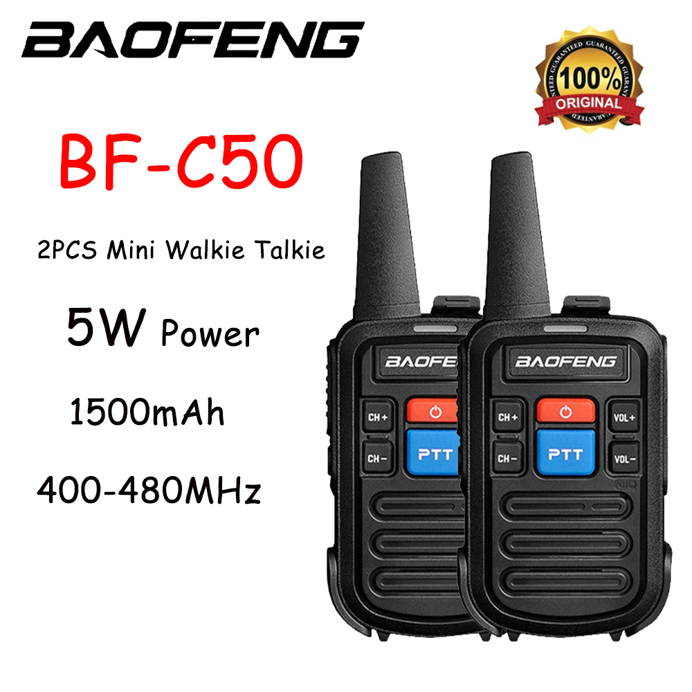 Baofeng BF-C50 2pcs Mini Walkie Talkie Kids Portable Ham Radio Comunicador UHF 400-470MHz Dual Band Two-way Radio HF Transceiver