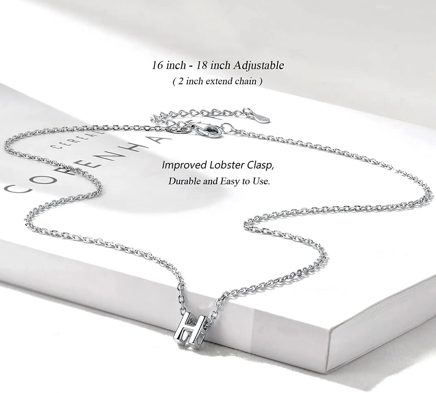 PROSILVER 925 Sterling Silver Initial Charm Necklaces for Womens Girls Chain Choker Dainty Letter A-Z Pendants PYP15091B