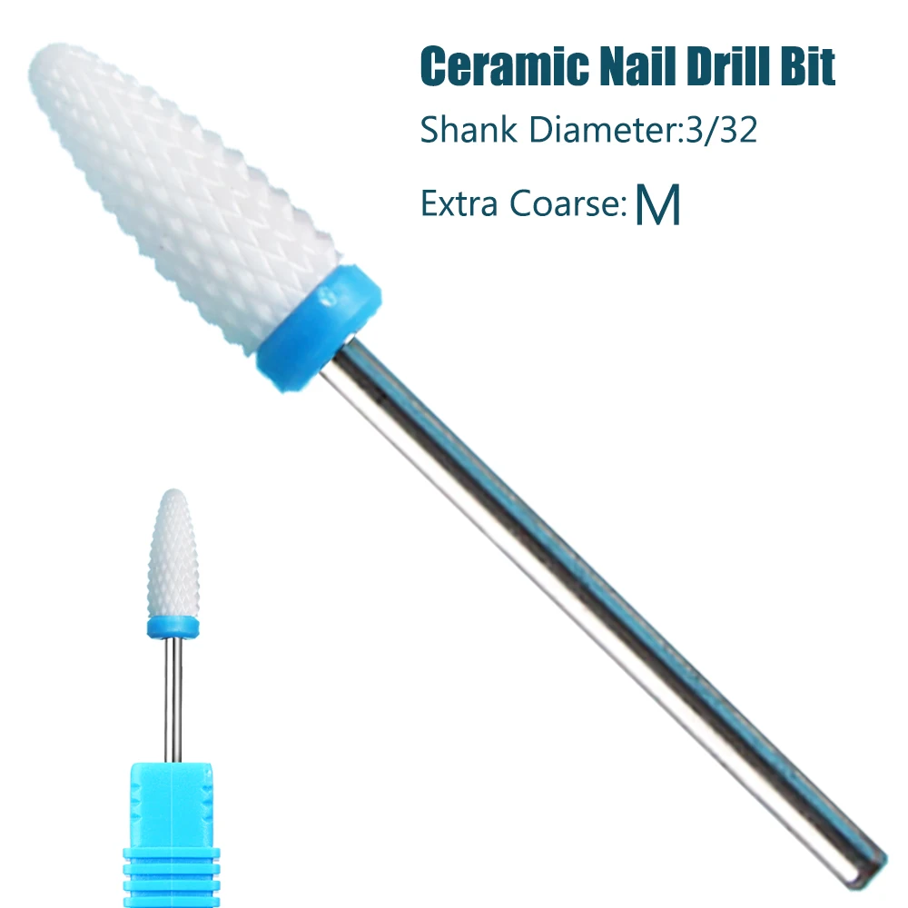 Nail Drill Bit Electric Nail Drill Bit Manicure Drill Bit 1pc Milling Cutter Ceramic Nail Drill Bits Pedicure Rotary Manicure Burr Electric Machine Nail Files Acrylic Gel Polish Tools