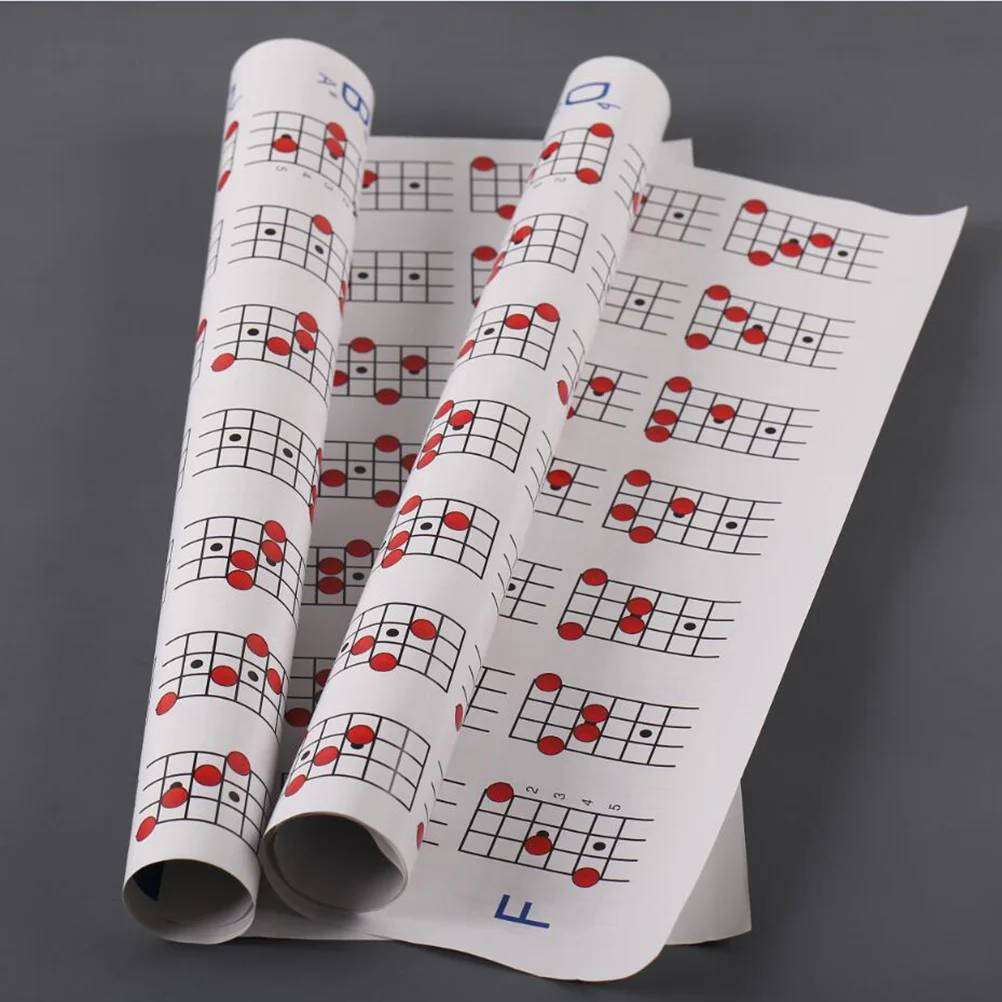 

1pc Mandolin Chord Chart Coated Paper Fingering Diagram Chord Trainning Guide Practice Chart - Size L