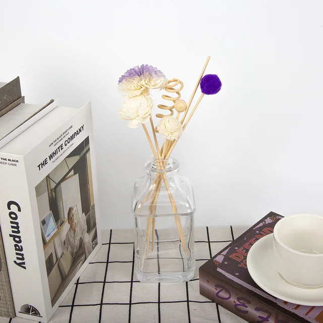 7 db Lila Szegfű Láng Nélküli Aroma Szőlő Kombináció Tűz Aromaterápia Rattan Bot Illat Diffúzor Lakberendezés - Image 2