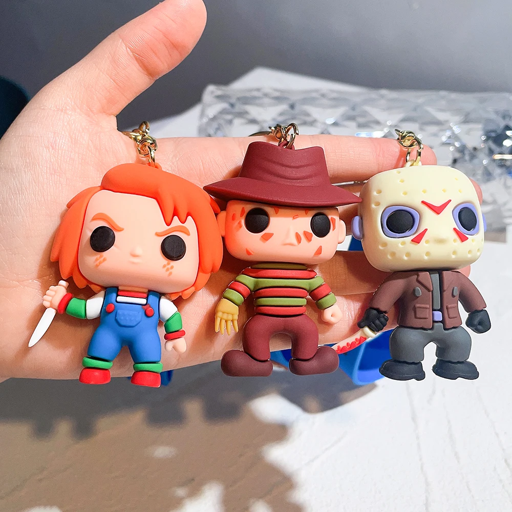 Ghost Keychain Halloween Scary Ghost Baby Keychains Dolls Horror Child's Play Chucky Tiffany Glen Mini Pendants PVC Figures Toy
