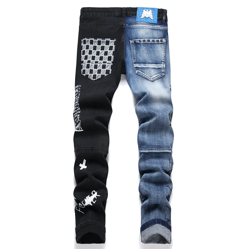 Lanceyy Jeans Uomo Jeans Slim Skinny Fit Distrutti Strappati Stile