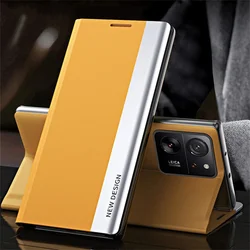 Leather Plating Stand Book Phone Case Cover for MI 12 12X 12S (Yellow)