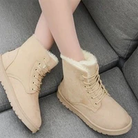 Smile Pop Winter New Flat Snow Boots Comfortable Warm Velvet Plush Cotton Shoes Round Toe Snow Boots Lace-up Short Boots Women - Image 4