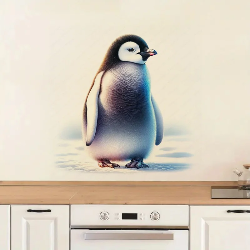 QT652# Adorable Waddling Penguin Self-Adhesive Toilet Stickers,Wall Decal Removable, Reusable Vinyl Car Sticker for Bathroom