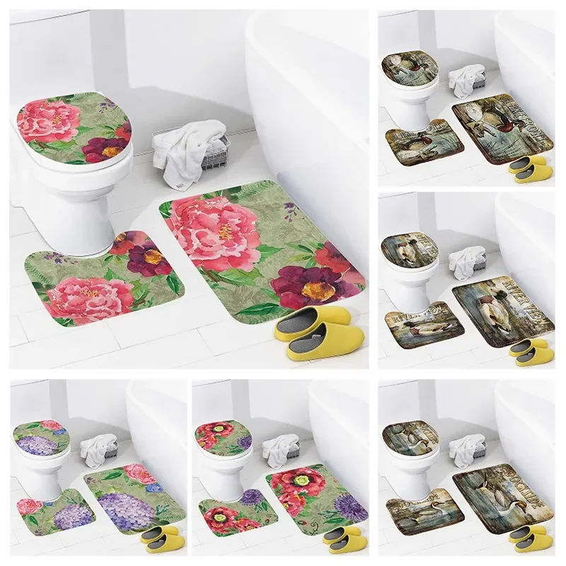 

Нескользящий коврик для душа, ковер для ванной комнаты, украшение в пляжном стиле, Коврик для ванны с водопоглощением, крышка для туалета, декоративный чехол