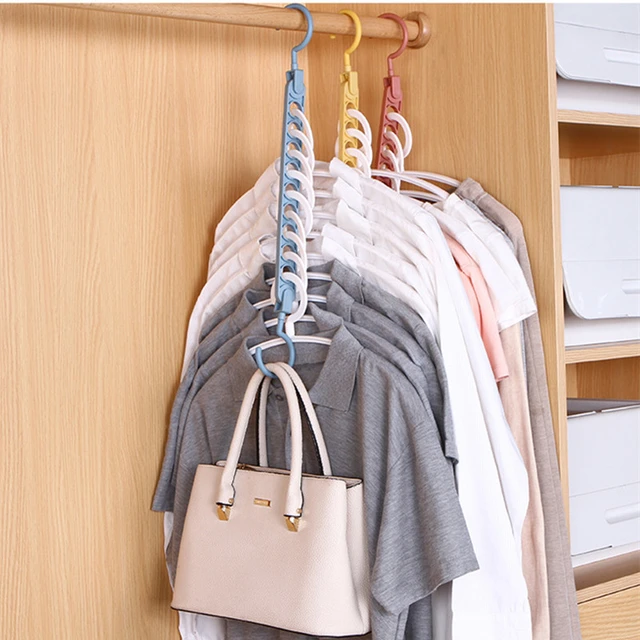 1pc Non-slip Triangle Clothes Hanger, Multifunctional 9 Holes Rotatable  Plastic Clothes Hanger, Closet Space-saving Folding Magic Hook