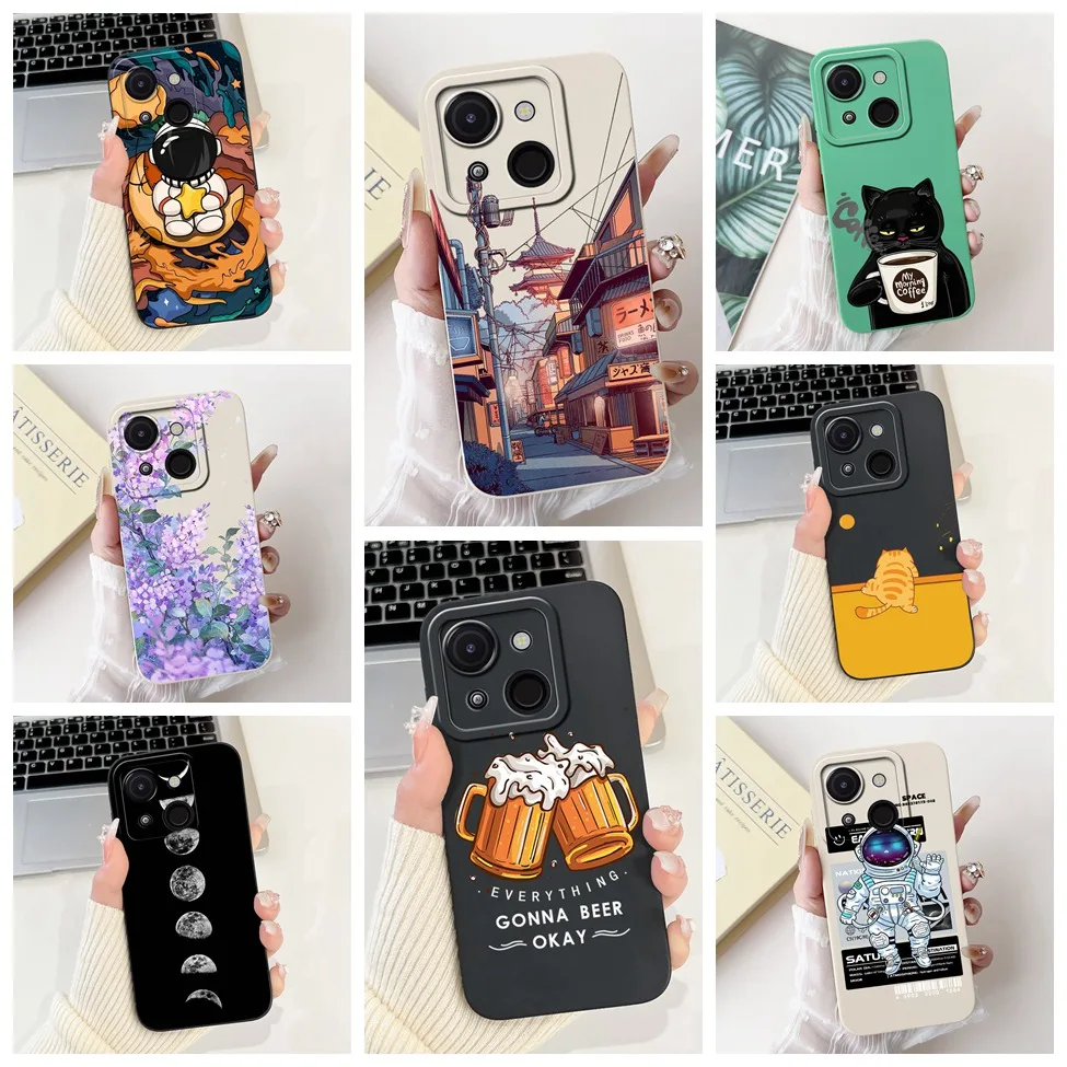 Cute Cat & Floral Silicone Phone Case - Stylish Protective Bumper