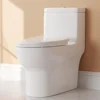 Elongated One Piece Toilet, Dual Flush 0.8/1.28 GPF Toilet with Comfortable Seat Height, Powerful & Quiet Modern Standard Toilet 1