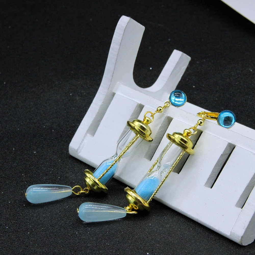 Stud Earrings Dangle Earrings Hoop Earrings Chain Ear Clips Drop Earrings Pendant Earrings Long Earrings Ear Loops Jewelry Anime Vanitas Earrings The Case Study of Vanitas No Carte Blue Hourglass Ear Clips Jewelry Fans Cosplay Gift