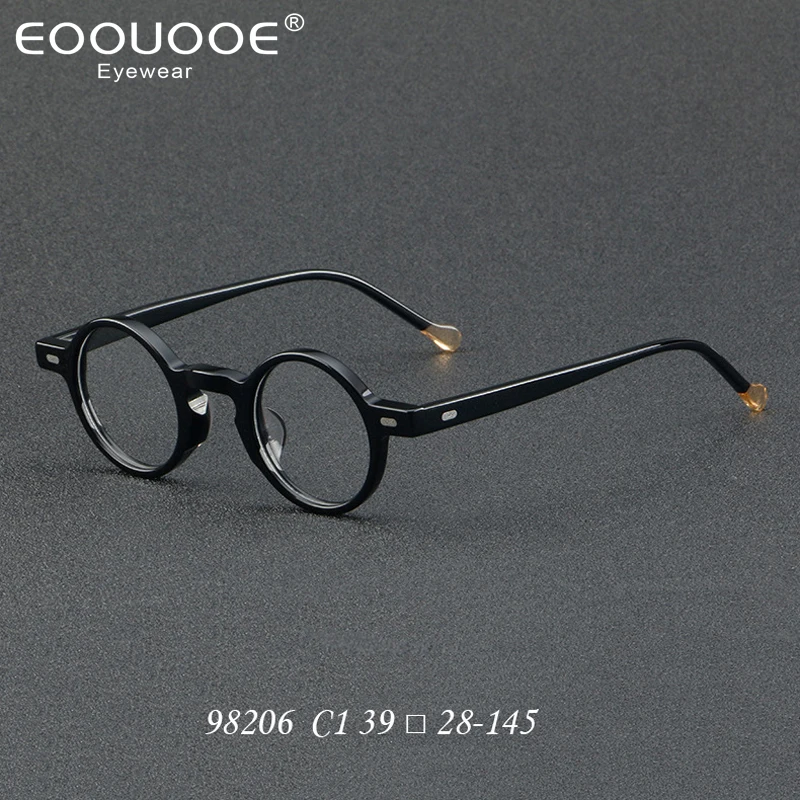 

2023 Luxury Brand Designer Men's Vintage Round Acetate Frame Glasses Eyewear Woman Small Rivet Optical Prescription Eyeglasses